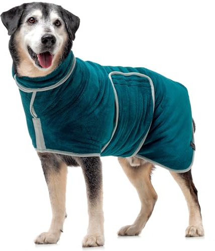 Lucky Paws® UK Dog Drying Coat - Luxurious Double Layer Dog Towel Robe - Dry Your Dogs in Minutes - Ultra Absorbent Drying Robe & Super Soft Dressing Gown (GIANT, Teal)