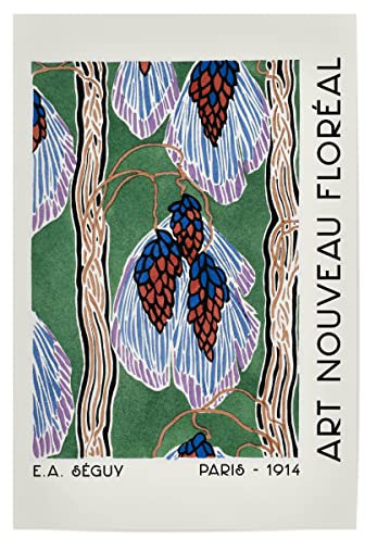 artboxONE Poster 90x60 cm Natur Art Nouveau Vintage Design - Bild Art Nouveau Art Nouveau Blumen