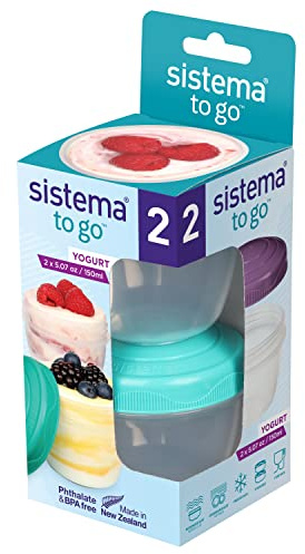 To Go Collection Yogurt Food Storage Containers, Pack of 2