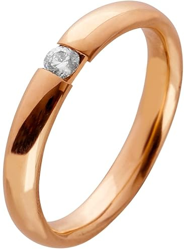 Ch.Abramowicz Diamantbandring 0,10ct W/SI Rotgold 585/- poliert Brillant-Schliff Verlobungsring Vorsteckriung Rosegold Brillantring 17