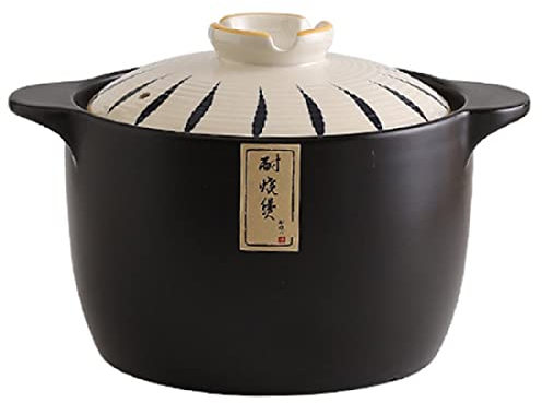 QWERTYUI Céramique Cocotte, Marmite Faitout en Fonte Cuisson De Style Japonais Rétro Casserole en Argile Domestique, Casserole Résistante À Chaleur pour Cuisiner n'importe Quel Aliment,4L