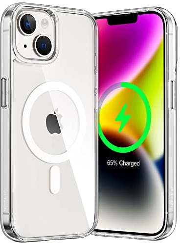 JETech Magnetisch Hülle für iPhone 14 6,1 Zoll Kompatibel mit MagSafe Kabellosem Laden, Stoßfest Handyhülle, Schutzhülle Kratzfeste Transparente Rückseite (Durchsichtig)