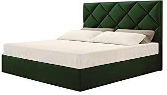GREKPOL-Polsterbett mit Bonnellmatratze 140,160,180,200x200 cm, Schlafzimmerbett, Bett, stilvolles Schlafzimmer-Kairo (Flasche grün (Riviera 38), 160x200 cm (Ohne Matratze))