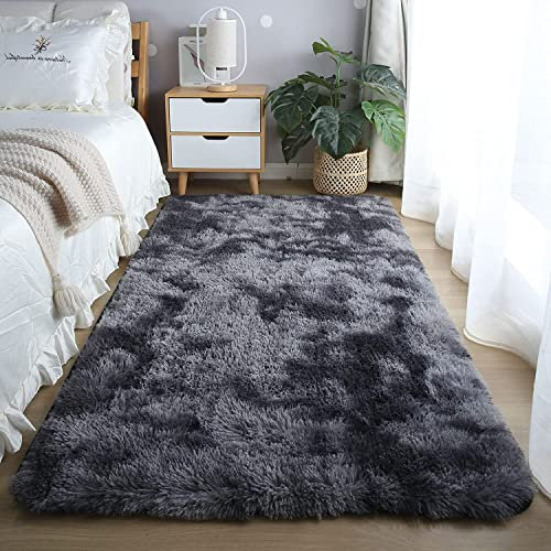 Cekene Teppiche für Wohnzimmer, Grau, 80 x 160 cm, künstliches Schaffell, Schlafzimmerteppiche für Erwachsene, rutschfester Bodenteppich für Wohnzimmer, Schlafzimmer, Nachttisch