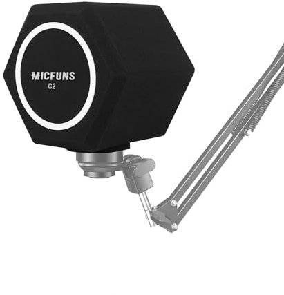 Micfuns c2 - Filtro antipop para micrófono, accesorio para parabrisas, filtro de grabación acústica y ruido, reducción de reflejos, cubierta insonorizada de 45 mm a 60 mm, micrófonos
