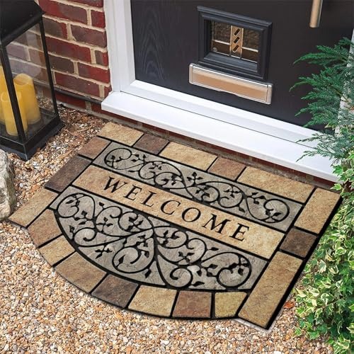 MTOUOCK New Large 36x24 Heavy Duty Welcome Mat Outdoor with Non-Slip Rubber Backing - Durable Outdoor Door Mat for Front Door Entrance, Garage, Patio & High Traffic Areas - Stone Scroll Design