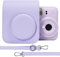 Aenllosi Funda Protectora de Cuero PU para Fujifilm Instax Mini 12/11 Estuche de Viaje para cámara de película instantánea, con Bolsillo y Correa de Hombro Ajustable（Lilac Purple，Solo Funda）
