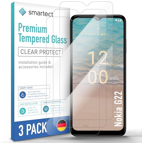 smartect Vetro Temperato [3 Pezzi, Clear] compatibile con Nokia G22, Pellicola Protettiva HD Anti Graffio, Senza Bolle, Durezza 9H, 0.3mm Ultra Trasparente, Ultra Resistente
