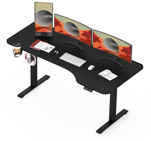 SANODESK 160×75CM Electric Standing Desk Height Adjustable Corner Standing Desk Sit Stand Table Adjustable Desk with Memory Smart Pannel for Home Office