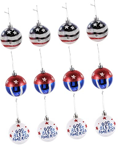 Veemoon Handbemalte Usa-ornamentkugeln 12er-Pack Unabhängigkeitstag-Dekorationen Festliches Partyzubehör Weihnachtskugeln Aus Kunststoff