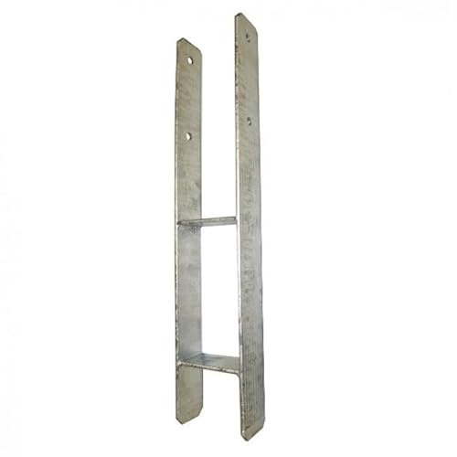 Reinartz Pfostenträger H-Form für 100mm Balken, Stahl feuerverzinkt 1 Stk Pfostenanker H-Pfostenträger H-Anker Anker Carport Pfostenhalter Zaun