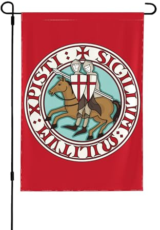 70 x 100 cm große, doppelseitig bedruckte Gartenflagge für den Außenbereich, zwei Templer, Ritter, Kreuzritter, Wikingerdruck, Heimdekoration, Hof, Rasen, hängende Flaggen