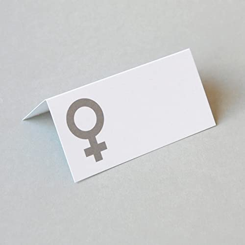 10 ausgefallene Tischkarten für Frauen: Venussymbol, Klappkärtchen mit silbernem Druck zum Aufstellen (Design: Michael Marschall)