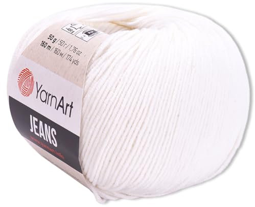 Frida's Wollhaus YarnArt - Jeans a maglia Amigurumi, 50 g, colori pastello, 63 colori (01 | bianco)