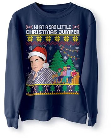 BlackMacaw What A Sad Little Christmas Jumper Sweater Sweatshirt Xmas Jumper Come Dine Dear Lord Jane British UK TV Funny Gift Meme Pullover_NAVY_L