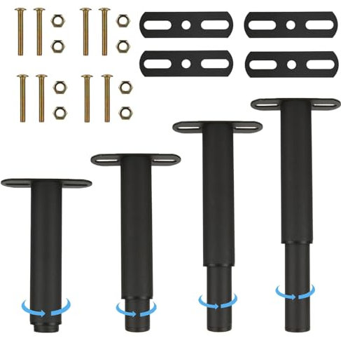 LDHHYH 4PCS Bed Legs Adjustable, 7inch-13inch Furniture Bed Support Leg, Heavy Duty Adjustable Metal Bed Legs, Furniture Support Legs for Bed, Cabinet, Table, Sofa,Bed Frame Replacement Parts, Black