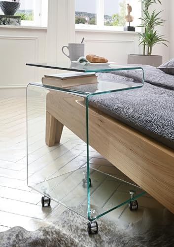 möbelando Beistelltisch >Vigo< in Klarglas, Glas - 42x68x37cm (BxHxT)