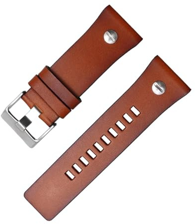 ROWCES Vintage Braunes Lederarmband 28mm Armband mit Nagel Herrenuhr Ersatzarmband Uhrenzubehör
