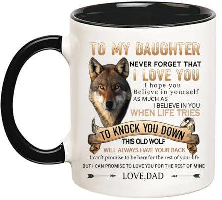 YOLANDEEUROKOK Daughter Mug, Dad to Daughter Mug, Gift to Daughter from Dad, Never Forget I Love You, 11 Oz Novelty Coffee Mug/Cup, Black