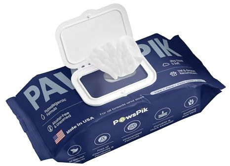 Made in USA Premium Pet Wipes with All Natural Ingredients for Dogs & Cats, Body, Ears, Face, Butt & Paws - 8x8 Inch Large - Unscented, Ultra Thick, Hypoallergenic & Alcohol-Free (1 Pack (100 pcs))