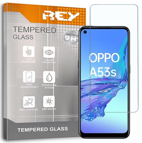 REY 2X Protector Pantalla para OPPO A53s - OPPO A53, Cristal Vidrio Templado Premium