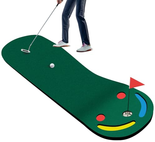 LIFEZEAL Tapis de Putting de Golf avec 3 Trous, Tapis de Golf avec Drapeau Coloré, 5 Entretoises pour Trous, Tapis d'Entraînement Épais pour Maison, Jardin, Garage