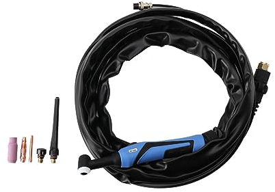 TABODD WP-26 WIG Schlauchpaket, WP26 Argon-WIG-Brenner mit 4M Luftschlauch und 7mm² Schweißkern Lift-WIG-Brenner 150A/250A Argonluftgekühlt, Flexibler Kopf Gasventil TIG-Schweißbrenner