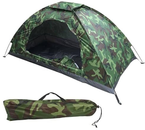 Camping -Zelt EIN Mann Zelt wasserdicht und sonnenbeständig 1 Person Rucksackzelt Tarnmuster Wanderzelt Leichte kleine Zelte mit Aufbewahrungstasche Easy Setup für Camping -Wandern