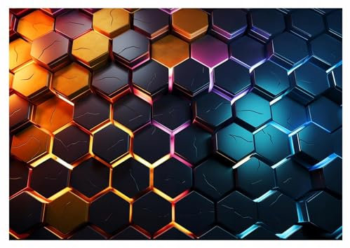 WallArena - Papier peint photo non tissé pour chambre d'enfant - 150 x 105 cm - Motif : garçon de jeu hexagonal - Effet 3D