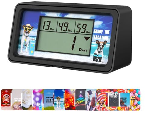 YOOREAL 9999 Tage Digitaler Countdown Timer Count Down Tage Timer mit Zehn Papierkarten Hintergrundbeleuchtung für Ruhestand Urlaub Hochzeit Weihnachten Neues Baby Klassenzimmer Labor Kü (HM200B-NEW)