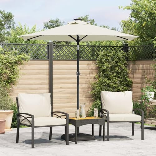 Gecheer Ombrellone Giardino con LED Palo Acciaio Bianco 225x225x212 cm,Ombrelloni da Giardino,Ombrellone Decentrato Parasole,Ombrellone da Spiaggia,Ombrellone da Giardino Decentrato,#7,A4005066