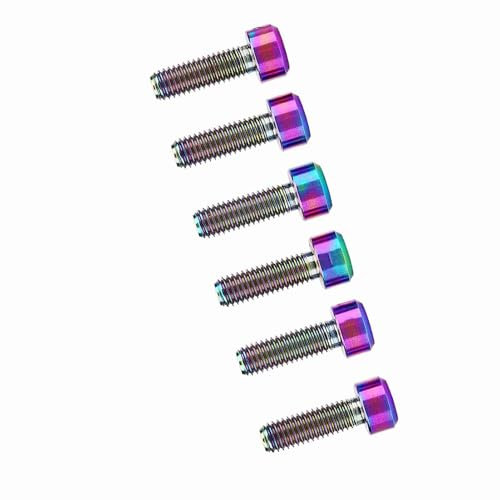 Qukaim Lot de 6 vis de vélo M5 x 16 mm en alliage de titane, vis de tige multicolores pour VTT, légères, résistantes à la corrosion