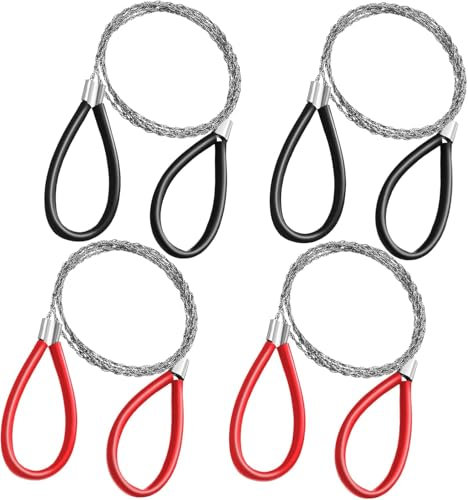 6 Pcs Emergency Wire Saw, Stainless Steel Cable Saw Travel Wire Rope Cable Survival Wire, Hand Pocket Rope Chainsaw for Cutting Wood Bone Rubber Plastic