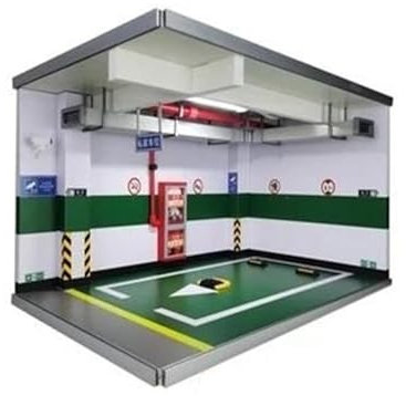 Car Garage Showcase Garage 1:18 Alloy Model Car Simulation Underground Garage Parking Lot Toys Scene Display(Green)