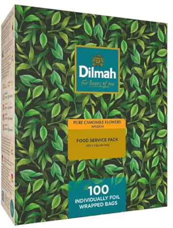 Dilmah Pure Camomile Infusion, 100 Sachets, Origine Unique de Ceylan, Sans Cafeine et Apaisante, produit de maniere ethique par l entreprise familiale sri-lankaise qui l a fonde
