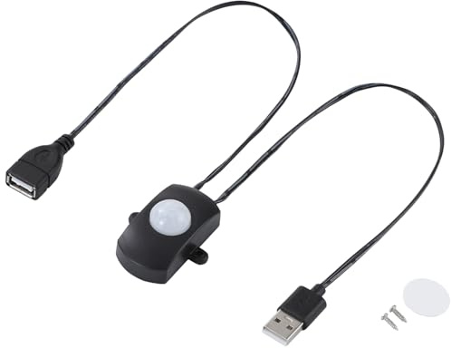 Greluma 1 Stück DC 5-24V 2A Mini PIR Bewegungsmelderschalter,Belegungsmelderschalter für DIY LED Beleuchtung,PIR Infrarot Bewegungsmelder Detektor,automatischer Schalter,LED Streifen mit USB Anschluss