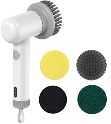 Escoba eléctrica inalámbrica – Cepillo eléctrico de limpieza potente | Herramienta recargable para cocina, baño, superficies, paredes y bañera