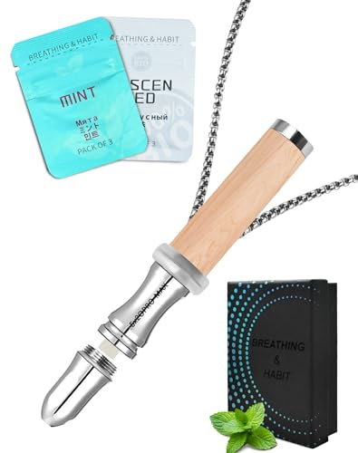 ePicsoa Verbesserte Version Rauchentwöhnung Hilfsmittel Kette + 7 Nikotinfreie Filter(Geschmacksneutral + Minze), Raucherentwöhnungspfeife mit Atemwiderstand, mit Echtem Rauchgefühl(Ahornholz)