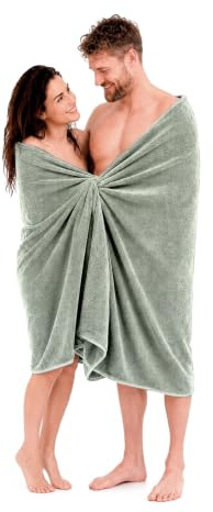 altego Saunahandtuch 100 x 200 cm Grün - Saunatuch Baumwolle, Badehandtuch groß, Strandtuch XXL, Premium Qualität