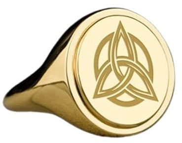 LKBEADS Triquetra aus 925er Sterlingsilber | Vergoldeter Ring | Ovale Form, 15 x 13 mm, Siegelring | Bandgröße US 5–12,5, Avelaibal | LKDR_0390