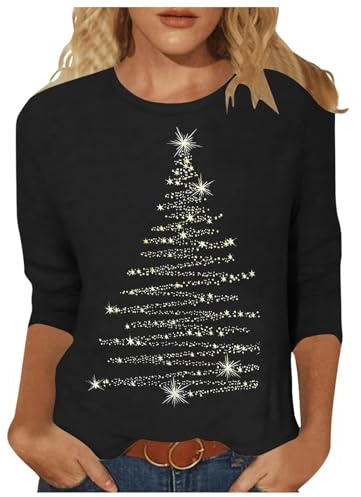 3/4 Sleeve Tops for Women UK Crew Neck Tunic Ladies Shirts Elegant Tshirts Plus Size Blouse