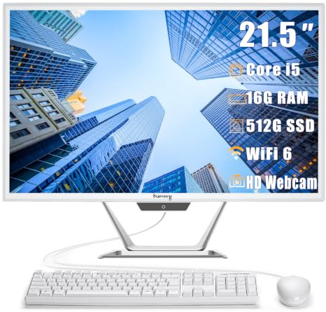 suevery All-in-One Desktop Computer,22 Core i5 AIO Gaming pc,HD Webcam | 21.5 1080P Display,16GB RAM 512GB SSD, , WiFi 6, Business All in One for Home Office Daily Use with Keyboard & Mouse