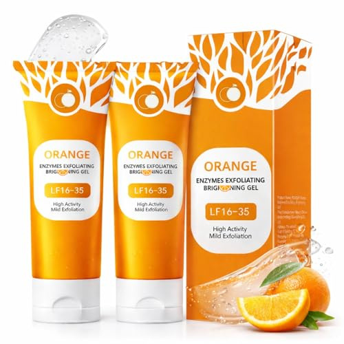 2 Stück Enzympeeling Gesicht Gel, Orange Peeling Körper Gel, Porenreiniger | Orange Enzymes Exfoliating Gel mit Tiefenreinigung & Feuchtigkeit für Glatte Haut, Gentle Exfoliating Scrub für Damen&Männer