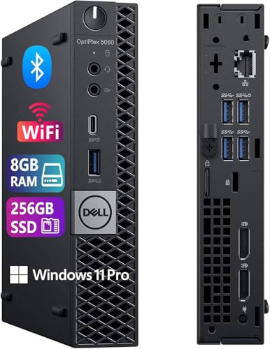 Dell Optiplex 5060 Mini Desktop-PC, Intel Core i5-8500, 8 GB RAM, 256 GB SSD, WiFi, Bluetooth, US-Layout, Windows 11 Pro (Generalüberholt)