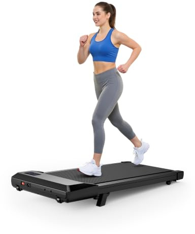 Superun Walking Pad mit Steigung, APP KI-Trainer, leises Büro Laufgerät | Lauffläche 38×100cm, passend für Stehschreibtisch, 6% Steigung, bis 136kg, <55dB leise, App mit KI-Trainer, mobil