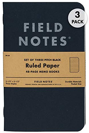 Field Notes Notizbuch, klein, 8,9 x 14 cm, 48 Seiten, liniertes Papier, 3 Stück