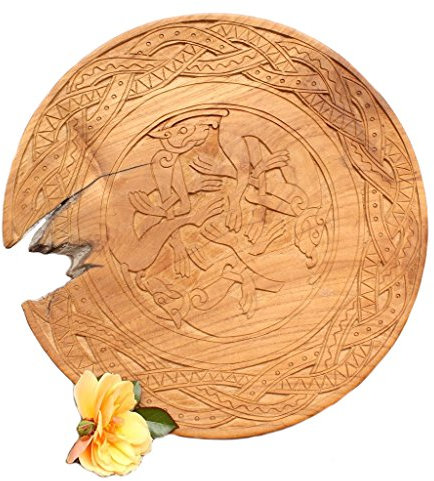 Windalf Holzteller Wilde Jagd Ø 35 cm Wanddeko Celtic Handarbeit aus Wurzelholz