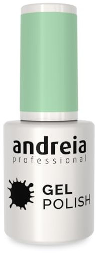 Andreia Semi-Permanent Nail Gel Polish for UV/LED Lamp - Intense Shine and 4 weeks Lasting Manicure Nail Gel Varnish - Colour 286 Pastel Mint Green - Shades of Blue - 10.5 ml
