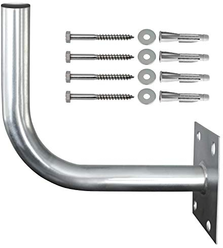 ARLI Sat Wandhalter 25 cm Wandhalterung + 4er Schrauben und Dübelset Stahl verzinkt sandgestrahlt rostfrei Satellitenschüssel Wand Halter Antenne Schüssel Wand Halter Schraube Dübel Set