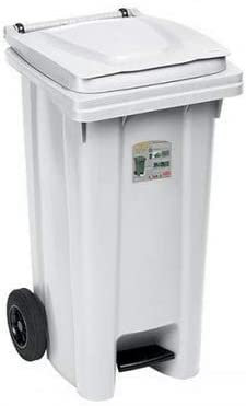 Stefanplast Contenedor con Pedal, Blanco, 120 litros